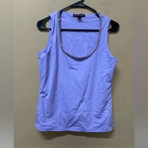 Boston Proper Rhinestone Neckline Purple Shell Tank Size Medium
